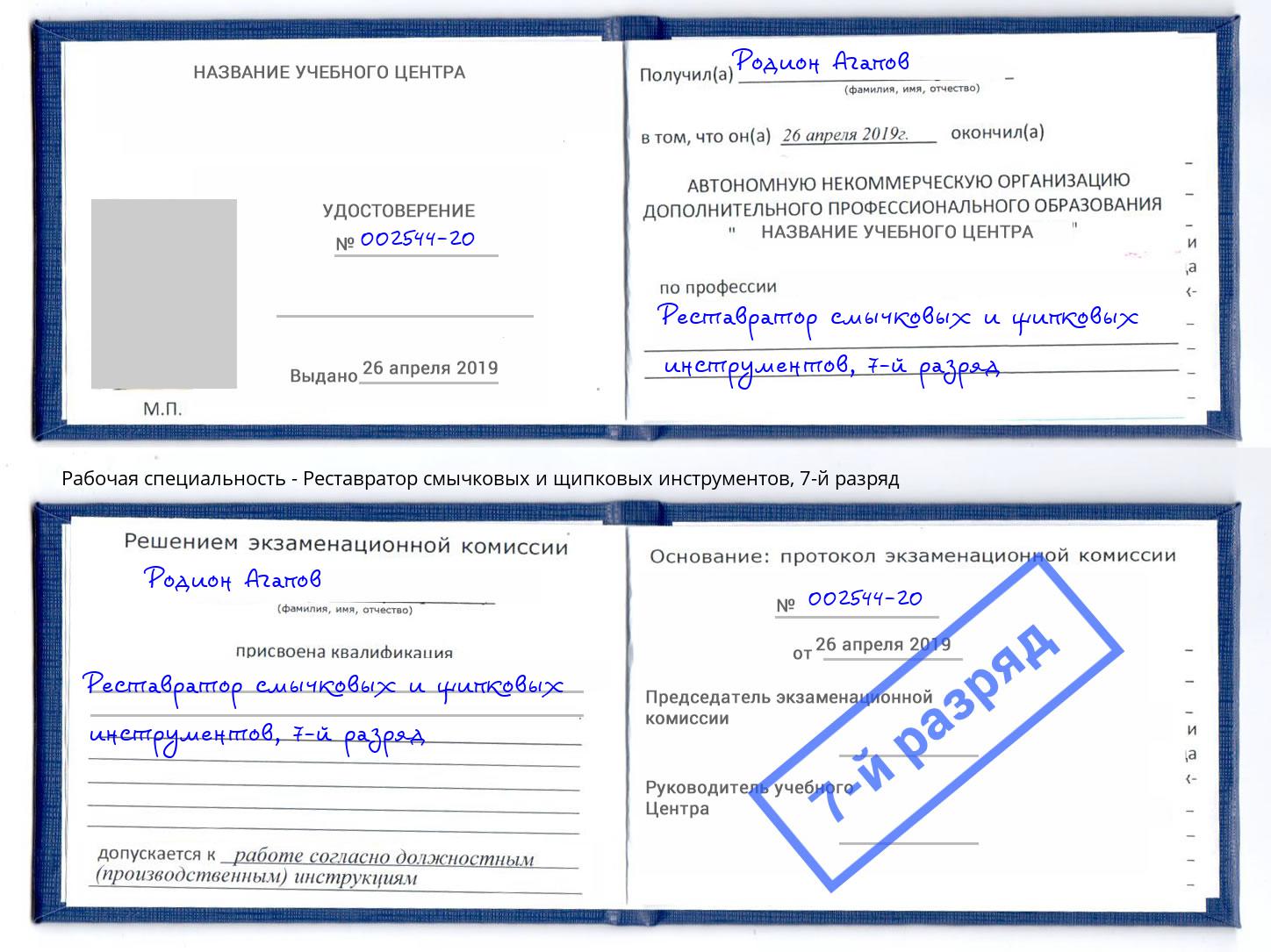 корочка 7-й разряд Реставратор смычковых и щипковых инструментов Сосновоборск